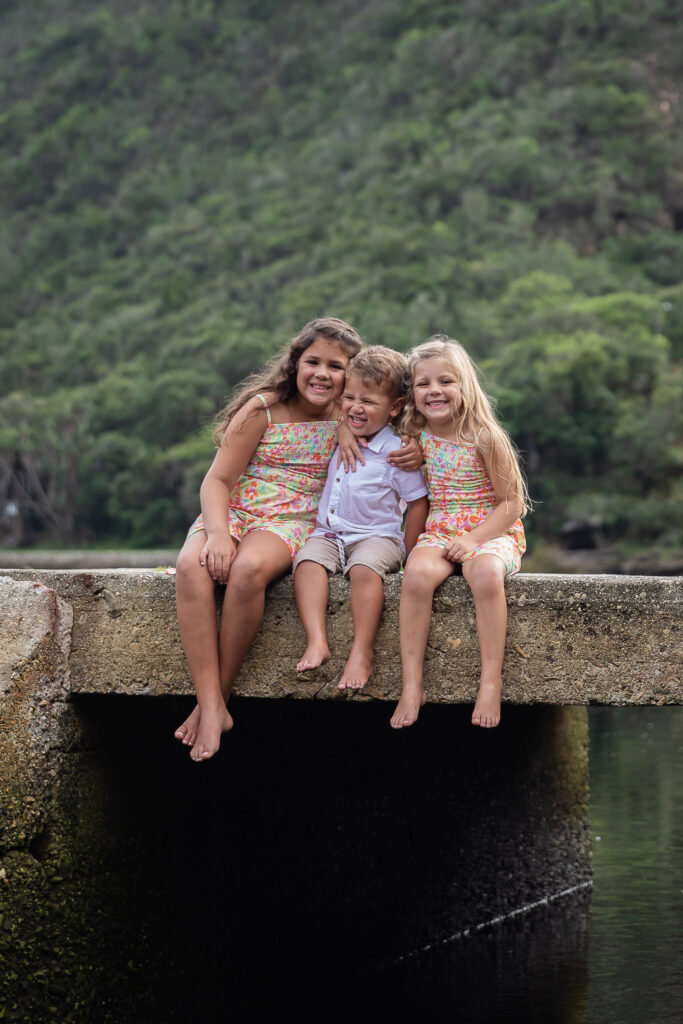 Siblings on a bridge, outdoor location. Family photo session. JDL Photography. Photographer Johannesburg, Pretoria, Gauteng